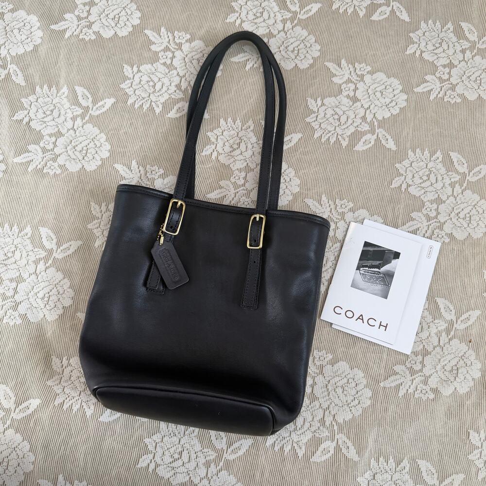 Vintage Coach Black Leather Tote Bag